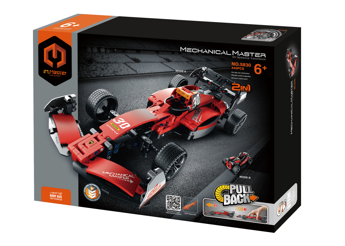 2 in 1 Pull Back - F1 Formula Racing Car & Off-Road Vehicle - 443pcs