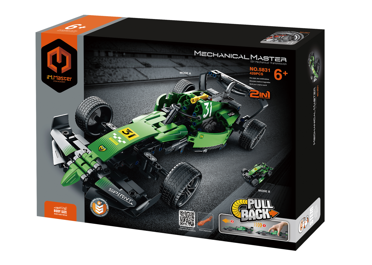 2 in 1 Pull Back - F1 Formula Racing Car & All-Terrain Vehicle (ATV) - 429pcs